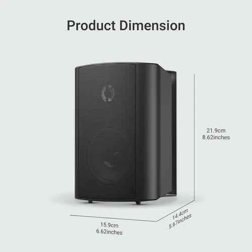 Vista 7 de Herdio Altavoces Bluetooth para exteriores de 4 pulgadas, impermeables, con cable de 200 vatios, interiores, patios, altavoces de montaje en pared