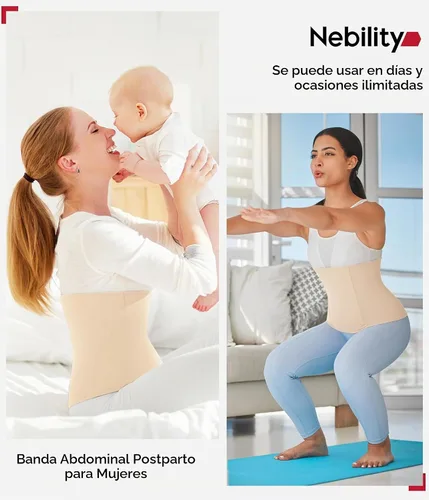 Vista 2 de Nebility Entrenador de cintura para mujer, con control de abdomen Beige sin gancho