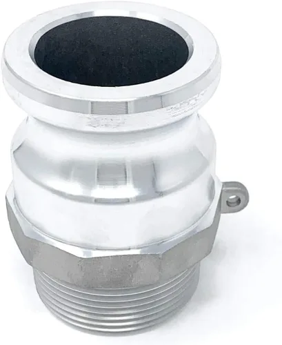 Vista 7 de Gloxco Tipo F de aluminio leva y ranura de montaje, adaptador Camlock macho de 2" x 2" NPT macho (CAM-20-F-AL)