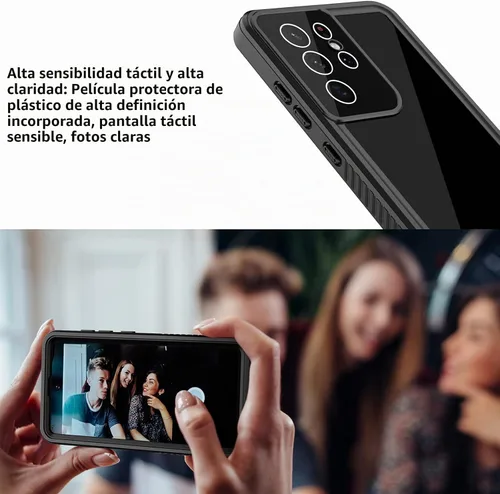Vista 7 de ANTSHARE - Funda impermeable para Samsung Galaxy S21 Ultra, color negro y transparente Galaxy S21 Ultra Case with Screen Protector,360 Full Body