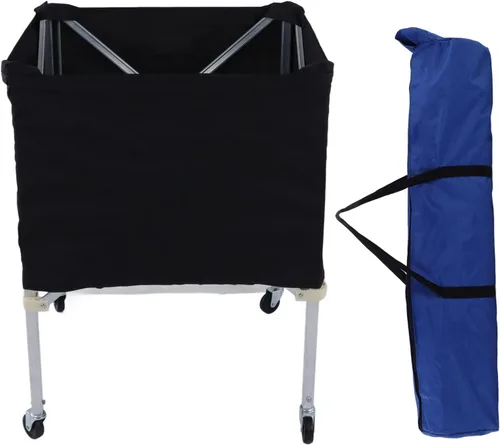 Vista 8 de Carrito de almacenamiento de bolas plegable, organizador deportivo con ruedas para baloncesto, fútbol, voleibol, capacidad de 8 bolas, portátil