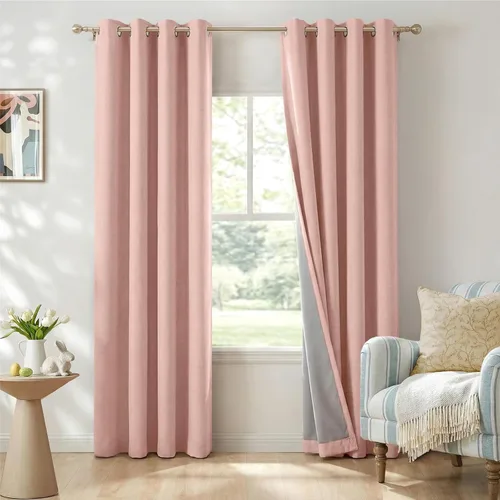 Vista 13 de Cortinas opacas de lino para dormitorio de 45 pulgadas de largo, cortinas beige con ojales para sala de estar, cortinas de oscurecimiento