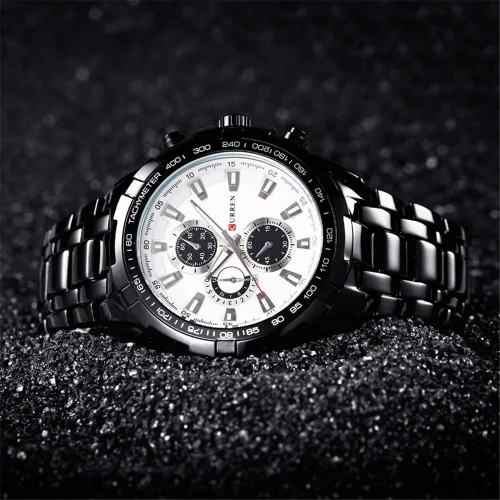 Vista 3 de CURREN - Reloj de pulsera unisex estilo deportivo, color negro y blanco