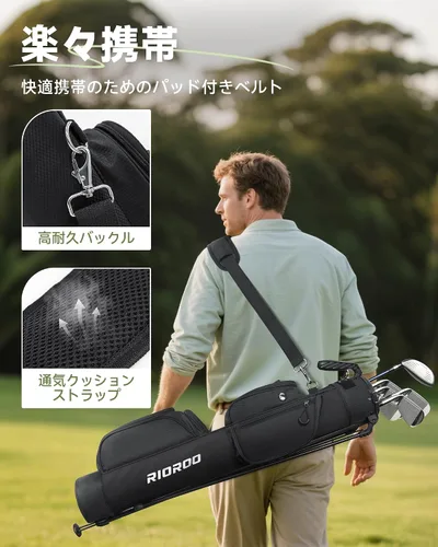 Vista 5 de Bolsas de viaje de golf RIOROO para aerolíneas con ruedas, funda de oxford 900D de lado blando, protección acolchada para palos, regalos de golf