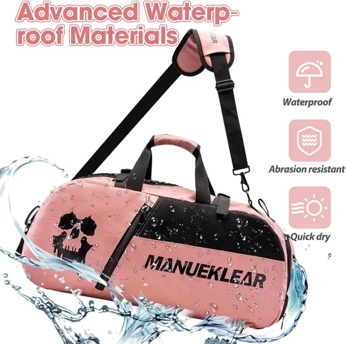 Vista 4 de Bolsa de gimnasio para mujeres y hombres, bolsa de lona para hombres con compartimento para zapatos, bolsas de lona deportivas para mujeres