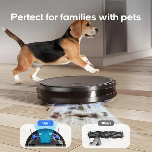 Vista 9 de V3 - Robot aspirador y fregona, autocargable, succión fuerte de 5000 Pa, control WiFi/Alexa/App, aspiradoras robóticas ultra delgadas 3 en 1