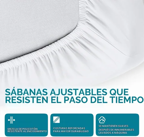 Vista 5 de Sábana para cama de hospital lisa, sábanas lisas tamaño doble, 1 sábana lisa, de algodón/poliéster