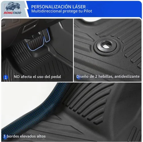 Vista 3 de Rongtaod Alfombrillas de piso compatibles con Honda Pilot 2016-2022 de 7 asientos, alfombrilla de maletero, alfombrilla de carga, forro de carga