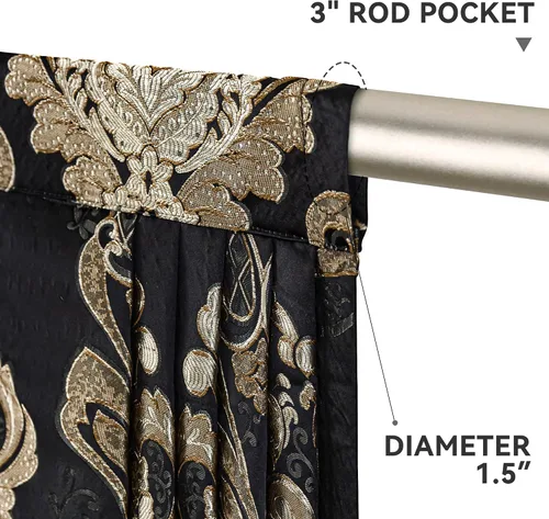Vista 4 de Loom and Mill Cenefas de Cascada de Lujo para Ventanas, Elegante Cenefa de Cortinas Gruesas de Jacquard con Borlas para Sala de Estar, Dormitorio