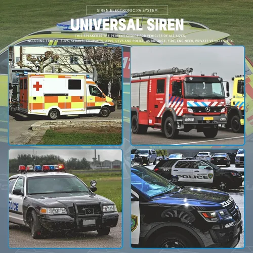 Vista 5 de Sistema PA de sirena de altavoz delgado de emergencia de policía para vehículos, camión, bombero, ambulancia, remolque, UTV, ATV, furgoneta, coche