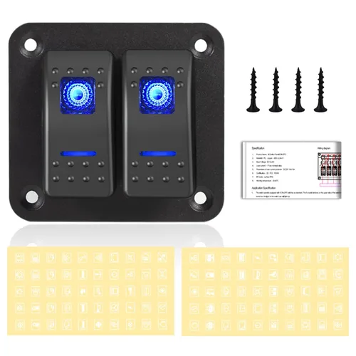 Vista 11 de Panel de Interruptor de Palanca de 3 Posiciones Impermeable de Aluminio, Panel de Interruptor Basculante de 12V/24V, Interruptor de Coche/Barco de 5