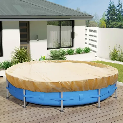 Vista 18 de ECOOPTS Cubierta redonda impermeable de poliéster para piscinas sobre el suelo, protector de cubierta de piscina de invierno (6 pies, turquesa)