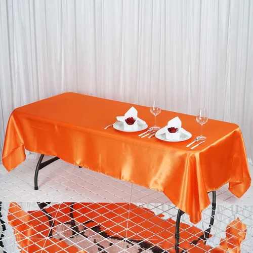 Vista 3 de Balsa Circle Mantel rectangular lavable de satén de color liso para fiesta de Halloween, 6 piezas de 60 x 102 pulgadas, color naranja, suministros