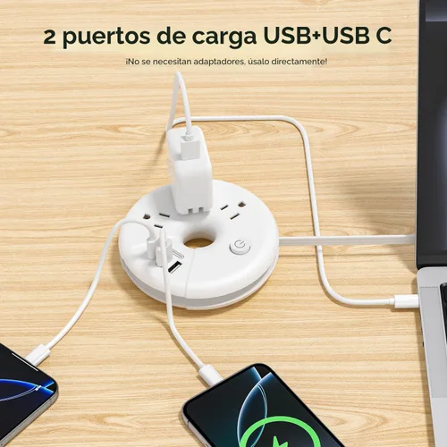Vista 5 de Regleta de alimentación de viaje, NTONPOWER 3 tomas de corriente 3 USB (1 USB C) Regleta de alimentación aprobada para cruceros, cable de extensión