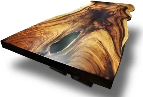Vista 7 de Mesa EPOXY grande personalizada, mesa de comedor de resina para mesa de 2, 4, 6, 8 ríos, mesa de centro de epoxi de madera, mesa de sala de estar