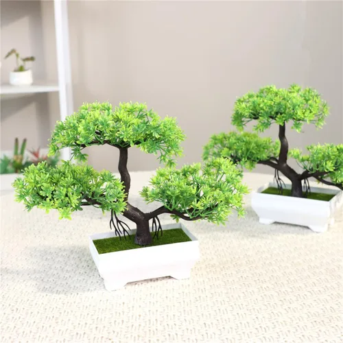 Vista 3 de Árbol Bonsái Artificial Pino Nube Planta Biónica Interior Pequeñas Plantas Falsas Decoración Jardín Zen Escritorio Casa Escritorio Oficina Baño