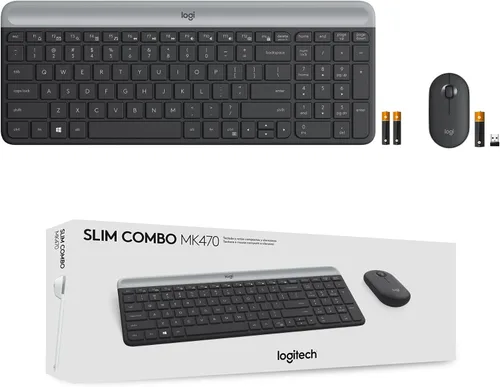 Vista 11 de [Usado] Logitech MK470 - Combo de teclado y mouse inalámbricos delgados - Diseño compacto moderno, ultra silencioso, receptor USB de 2.4 GHz, Grafito