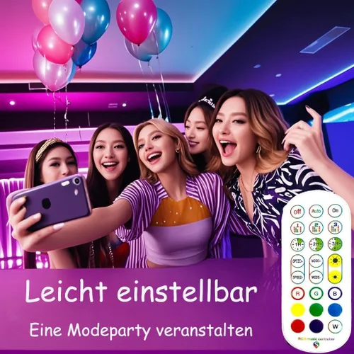 Vista 2 de Luces LED para dormitorio con alimentación USB, tiras de luz LED Bluetooth de 32.8 pies, aplicación inteligente y control remoto, IP65 resistente al