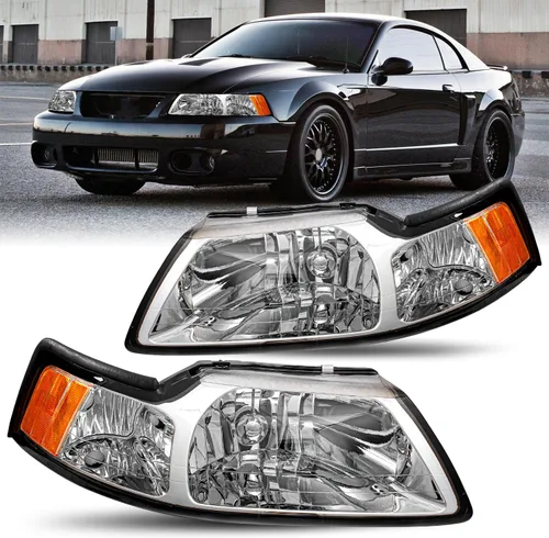 Vista 10 de Conjunto de faros halógenos estilo OE JSBOYAT para Ford Mustang 1999 a 2004