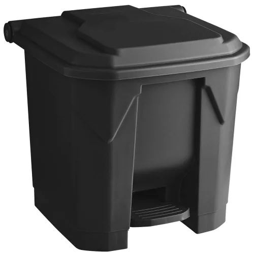 Vista 4 de PRO&Family Cubo de basura rectangular beige de 32 cuartos de galón / 8 galones, cubo de basura con tapa, papelera de reciclaje