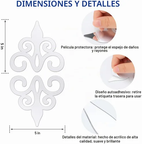 Vista 4 de Zonon 32 calcomanías acrílicas de espejo para pared, calcomanías de decoración del hogar, espejo plateado, decoración de pared para sala de estar
