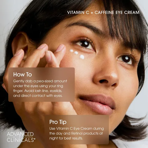 Vista 5 de Advanced Clinicals Bálsamo para Ojos con Vitamina C + Cafeína Crema Hidratante Facial Crema para Debajo de los Ojos para Mejorar la Apariencia