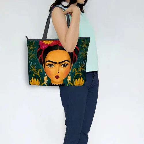 Vista 7 de DIOLPOM Bolso de mano para mujer, bolso de hombro de arte de México, bolsos con asa superior para escuela, trabajo, viajes, gimnasio, compras, Arte