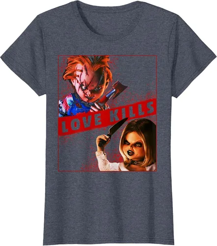 Vista 54 de Child's Play Chucky and Tiffany Love Kills T-Shirt Asphalt Grey