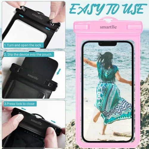 Vista 6 de Funda impermeable para teléfono, paquete de 2, bolsa seca para teléfono celular para iPhone 14, 13, 12, 11 Pro Max, XS Plus XR, Galaxy S23 S22 S21