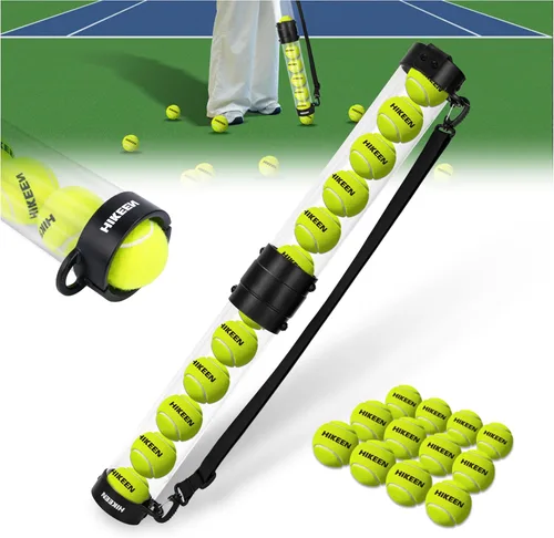 Vista 8 de Hikeen Tubo de recogida de pelotas de tenis duradero con 6/12 pelotas de tenis, recogida rápida y almacenamiento, tubo de pelota de tenis con correa