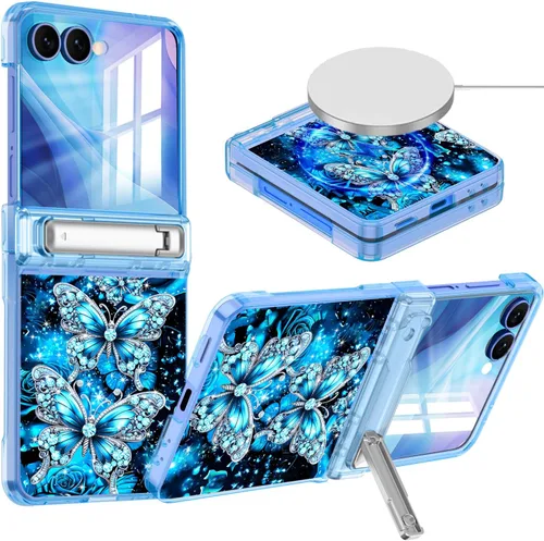 Vista 34 de Hekodonk Funda para Galaxy Z Fold 6, compatible con MagSafe, brilla en la oscuridad, protector de pantalla frontal, soporte, protección de bisagra