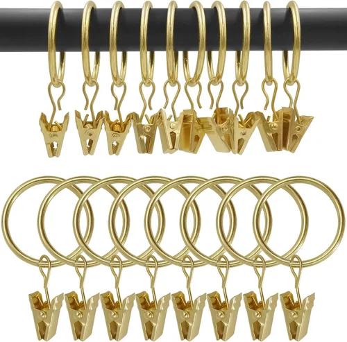 Vista 12 de WeeksEight Paquete de 44 anillos de cortina negros con clips, ganchos de cortina, ganchos de clip para colgar cortinas, lazos, sombreros, anillos
