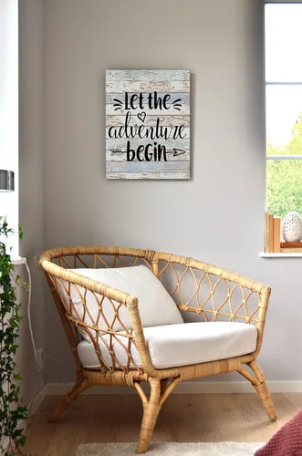 Vista 4 de Let The Adventure Begin - Lienzo decorativo para pared, enmarcado para sala de caravana, baño, decoración de remolques, 11 x 14 pulgadas, regalos