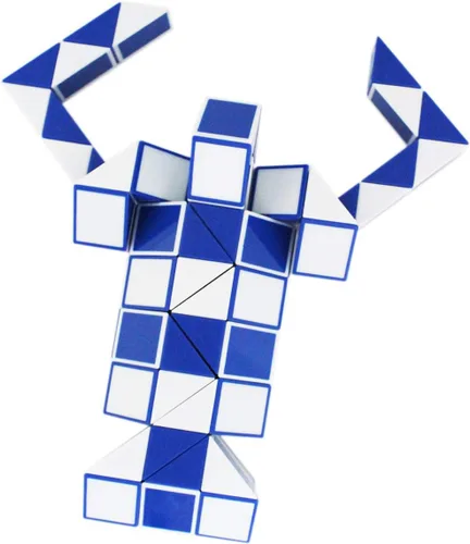 Vista 5 de Mipartebo Magic Snake Cube Twist Puzzle 72 Cuñas Tamaño Grande Azul Juguetes para ansiedad con forma de serpiente, regalos de fiesta para niños
