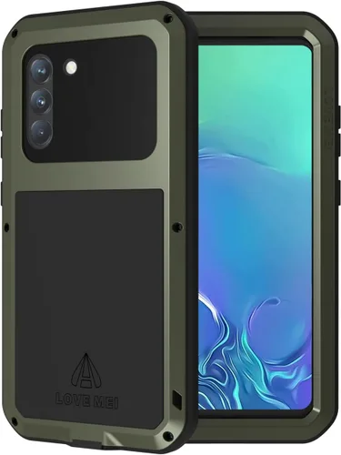 Vista 9 de LOVE MEI Funda militar resistente para Samsung Galaxy S21 Fe, con protector de pantalla de vidrio templado, a prueba de golpes, a prueba de polvo, a
