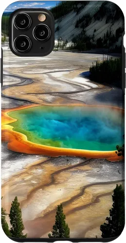 Vista 13 de Funda de vacaciones de verano para iPhone 16 Yellowstone National Park Rainbow geysers