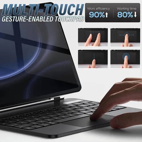 Vista 6 de Touchpad - Funda de teclado mágico para Samsung Galaxy Tab S10 Lite/S10 FE/S9 FE 5G 10.9 pulgadas/Tab S9 S8 S711 pulgadas, cubierta magnética