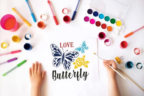 Vista 3 de 9 plantillas de primavera grandes para pintar en madera, pared, tela, palabras, flores, coronas, pájaros, gnomos, plantillas para decoración