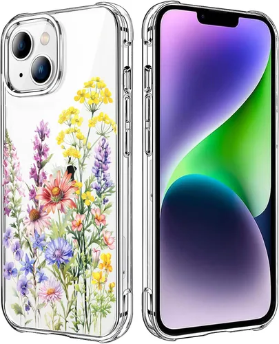 Vista 122 de Funda transparente de girasol compatible con iPhone SE 2022 SE 2020 7 8, funda trasera floral para niñas y mujeres, funda protectora transparente