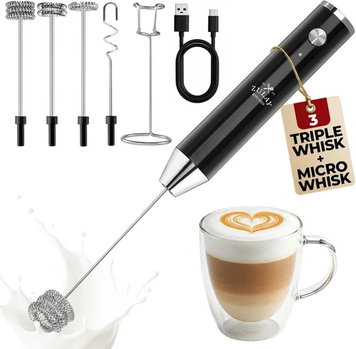 Vista 48 de Zulay Kitchen Potente varita espumadora de leche con 2 baterías Duracell – Mezclador de bebidas portátil ultrarrápido – Máquina de espuma eléctrica