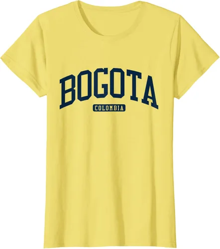 Vista 38 de Bogotá Colombia College University Style Camiseta azul marino, Blanco