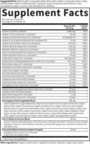 Vista 6 de Garden of Life Vitamin Code - Multivitamínico de Alimentos Integrales para hombres, 120 cápsulas, vitaminas para hombres, mezcla de frutas