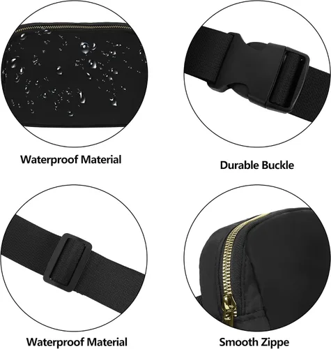 Vista 3 de VKIOIP Riñonera de moda con correa ajustable, bolsa cruzada manos libres con cremallera, accesorios de ejercicio de entrenamiento para viajes