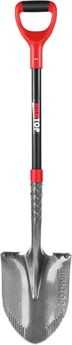 Vista 2 de Pala de jardín redonda con hoja de diente de sierra afilada para excavar Sharp Sawtooth Blade,Sturdy Fiberglass Handle,Comfortable Grip,For