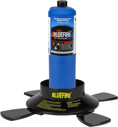 Vista 6 de BLUEFIRE Soporte de cilindro de gas de combustible de doble uso para acampar y soldar con forma de estrella, base de botella de propano MAPP MAP