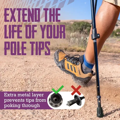 Vista 4 de TrailBuddy Replacement Hiking Pole Tips - Pack of 6 Walking Stick Tip Protectors
