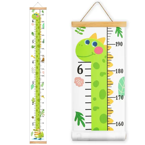 Vista 7 de Tabla de crecimiento de altura para bebés Regla colgante de pared de Mibote para niños, tabla de crecimiento de altura extraíble en lona 2 m x 20 cm