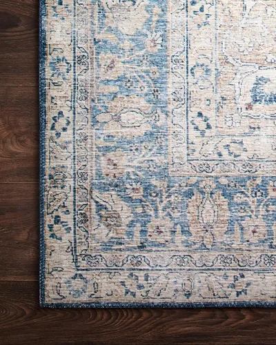 Vista 5 de Loloi - Alfombra decorativa Layla Collection LAY-07 Azul/Mandarina, 2 pies 3 pulgadas x 3 pies 9 pulgadas, 0,33 cm de espesor, suave, duradera