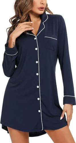 Vista 2 de Leikar Camisón de maternidad para mujer, pijama de lactancia de manga larga