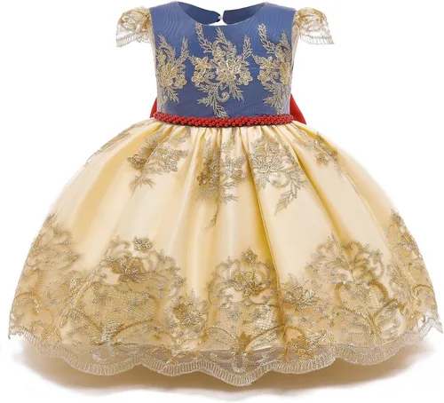 Vista 2 de NNJXD Vestido de princesa para bebé, con flores, para cumpleaños, bodas, fiestas